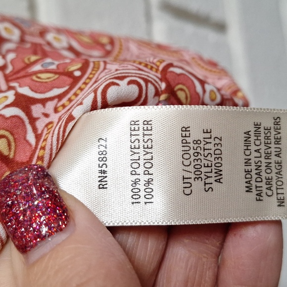 Max Studio Orange Patterned V-Neck Tie-Front Blouse. Soze 1X NWOT - Picture 7 of 7